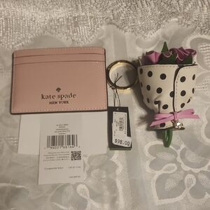 Kate Spade Blush Card Holder and Polka Dot Floral Keychain
